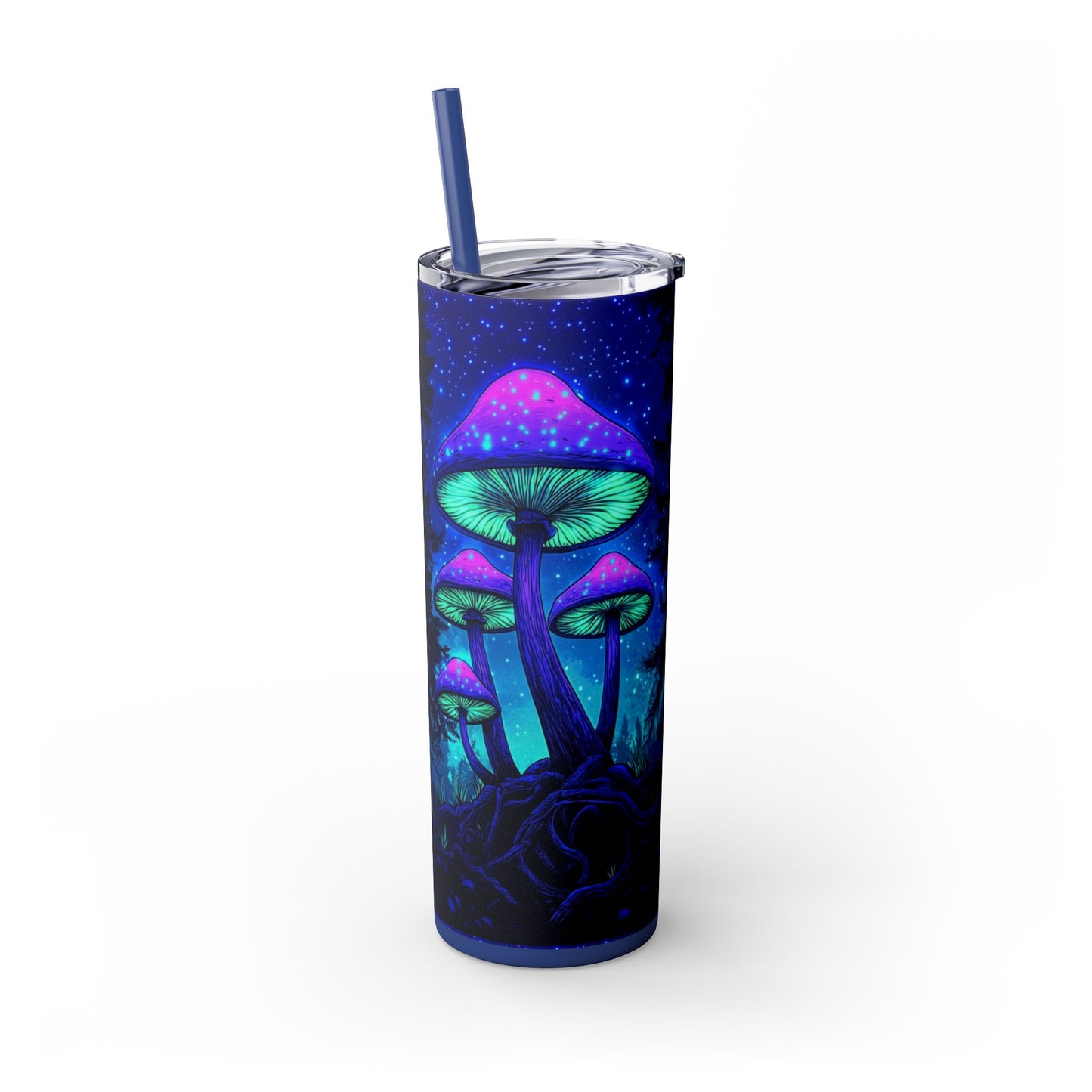 Cosmic Mushroom Skinny Tumbler, 20oz | Colorful Travel Mug, Psychedelic Drinkware, Gift for Nature Lovers, Summer Sips, Festival Essentials
