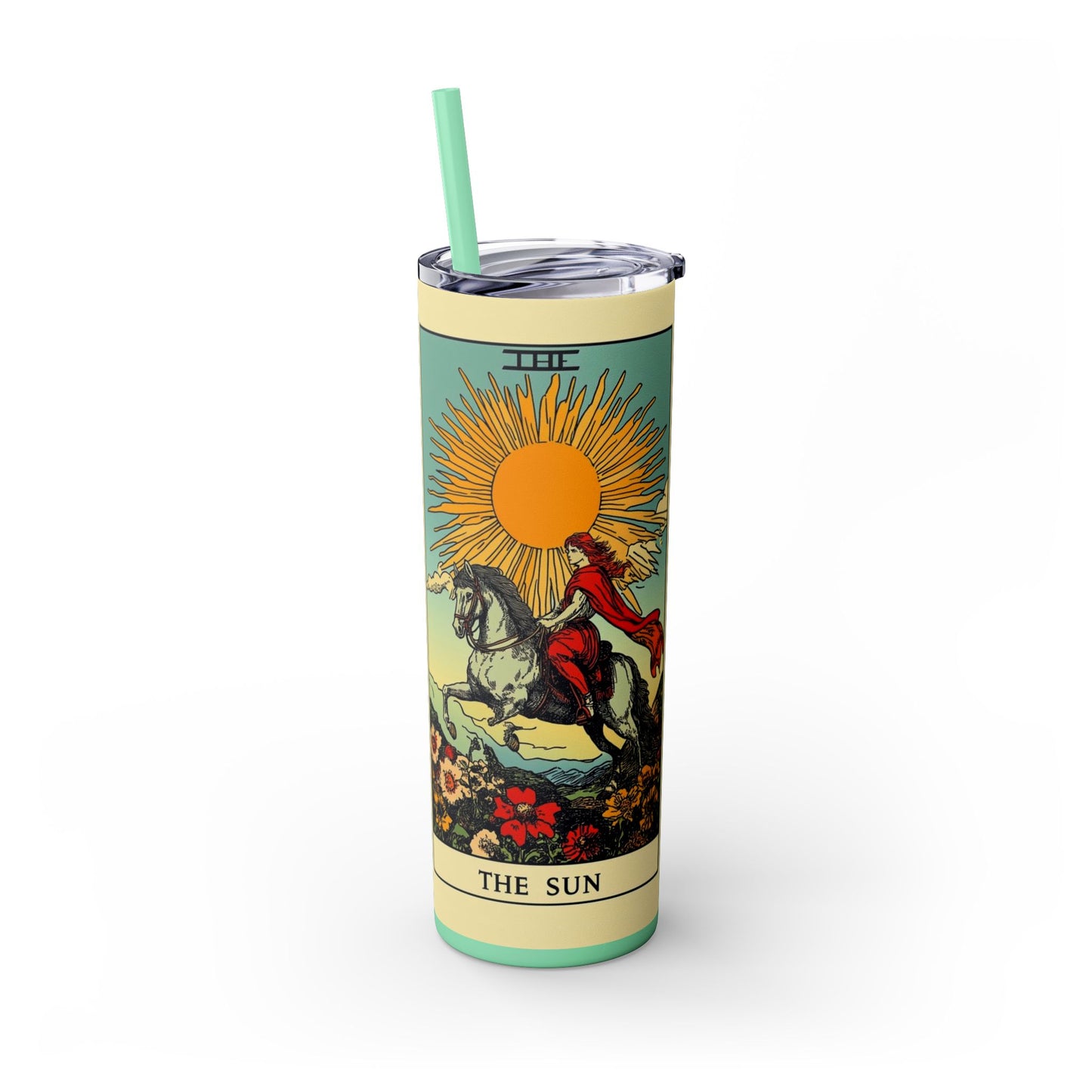 Sunshine Unicorn Skinny Tumbler, 20oz | Gift for Unicorn Lovers, Travel Cup, Reusable Straw, Summer Drinkware, Birthday Gift