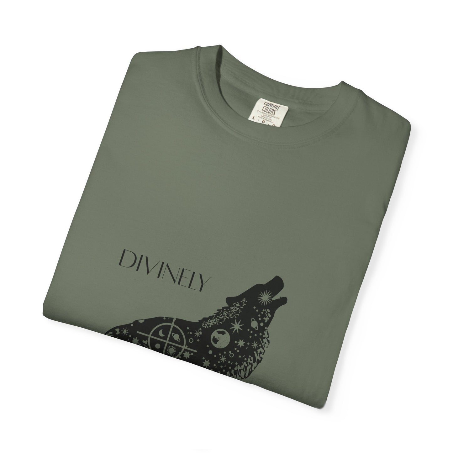 Divinely Guided Wolf T-Shirt - Unisex Garment-Dyed Tee for Spiritual Seekers