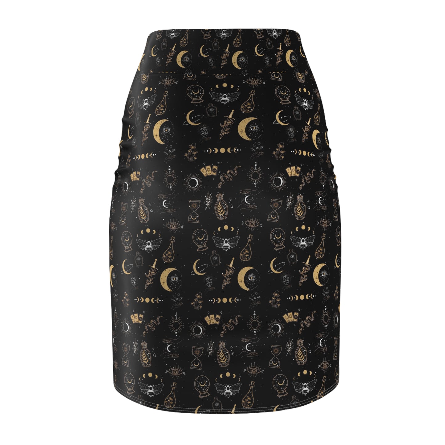 Mystical Moon & Stars Pencil Skirt, Witchy Fashion, Celestial Vibes, Occult Style, Summer Outfits, Boho Women Clothing