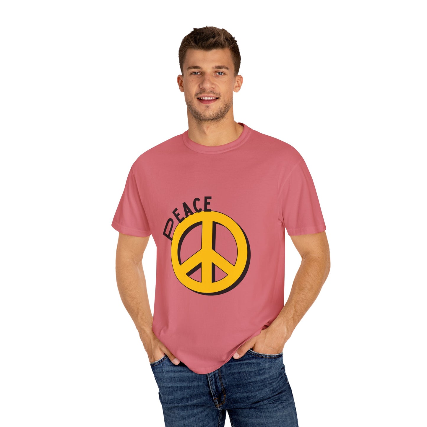 Peace Graphic Unisex T-Shirt - Garment-Dyed White Tee for Casual Vibes