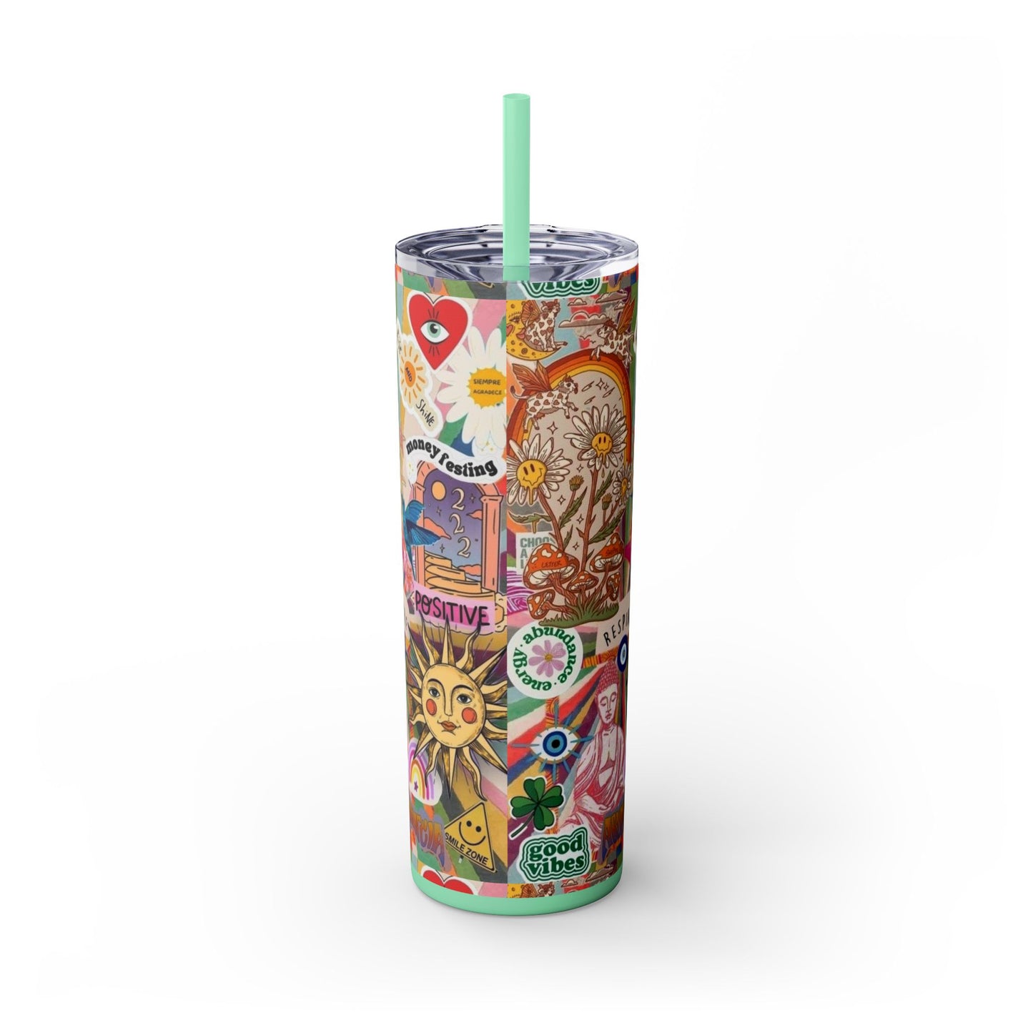Colorful Inspirational Skinny Tumbler with Straw, 20oz | Perfect for Travel, Gifts, Motivational Affirmations, Self-Care, Eco-Friendly [...]