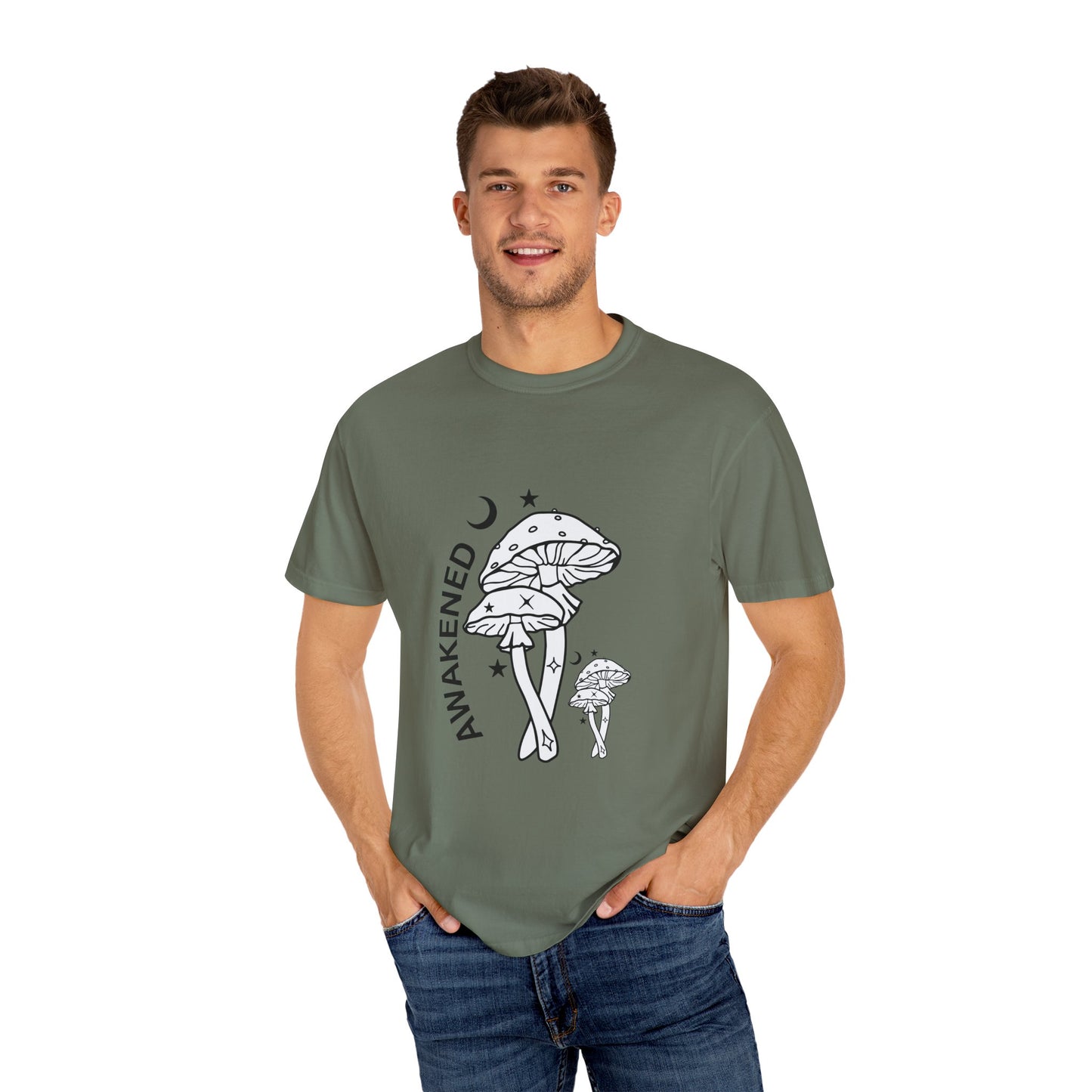 Unisex Garment-Dyed T-Shirt - "Awakened" Mushroom Design for Nature Lovers