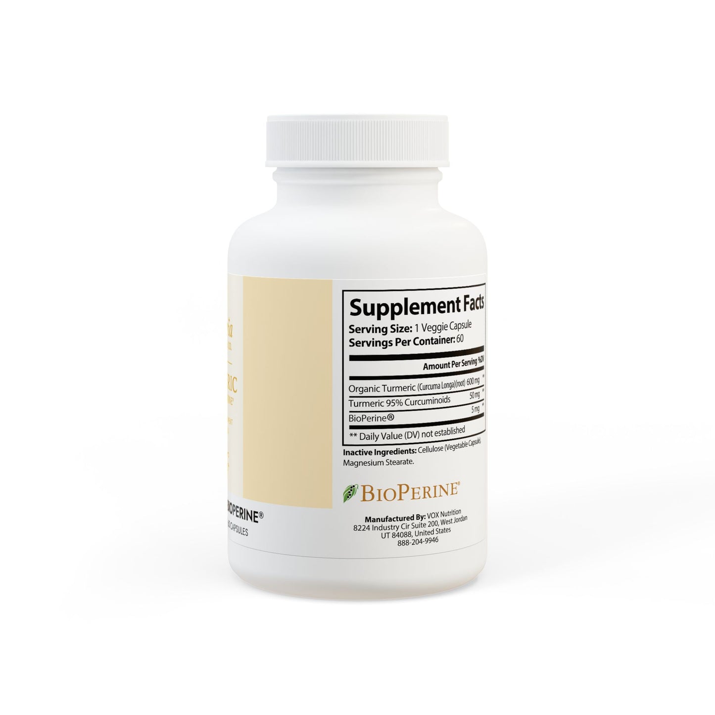 Golden Vitality Elixir Turmeric with BioPerine® (Black Pepper Fruit Extract) Supplement (60 Capsules)