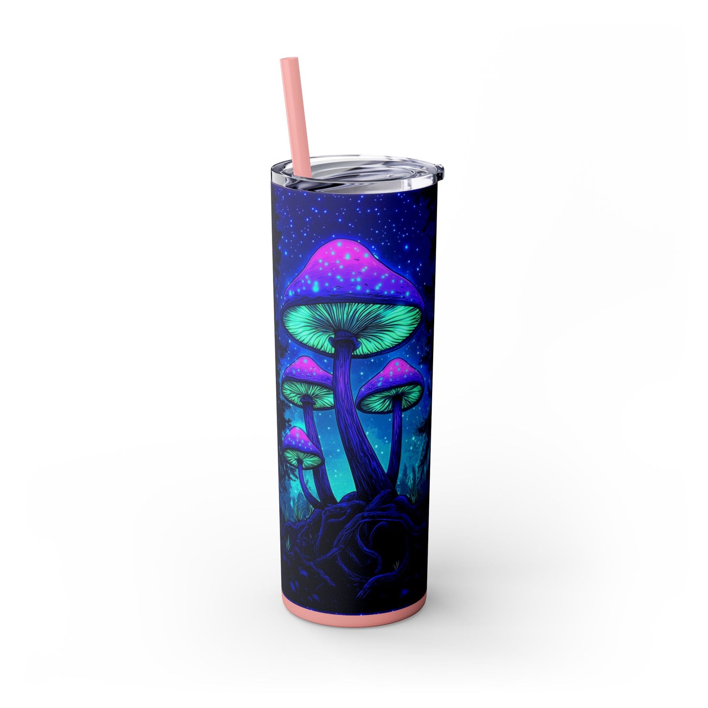 Cosmic Mushroom Skinny Tumbler, 20oz | Colorful Travel Mug, Psychedelic Drinkware, Gift for Nature Lovers, Summer Sips, Festival Essentials