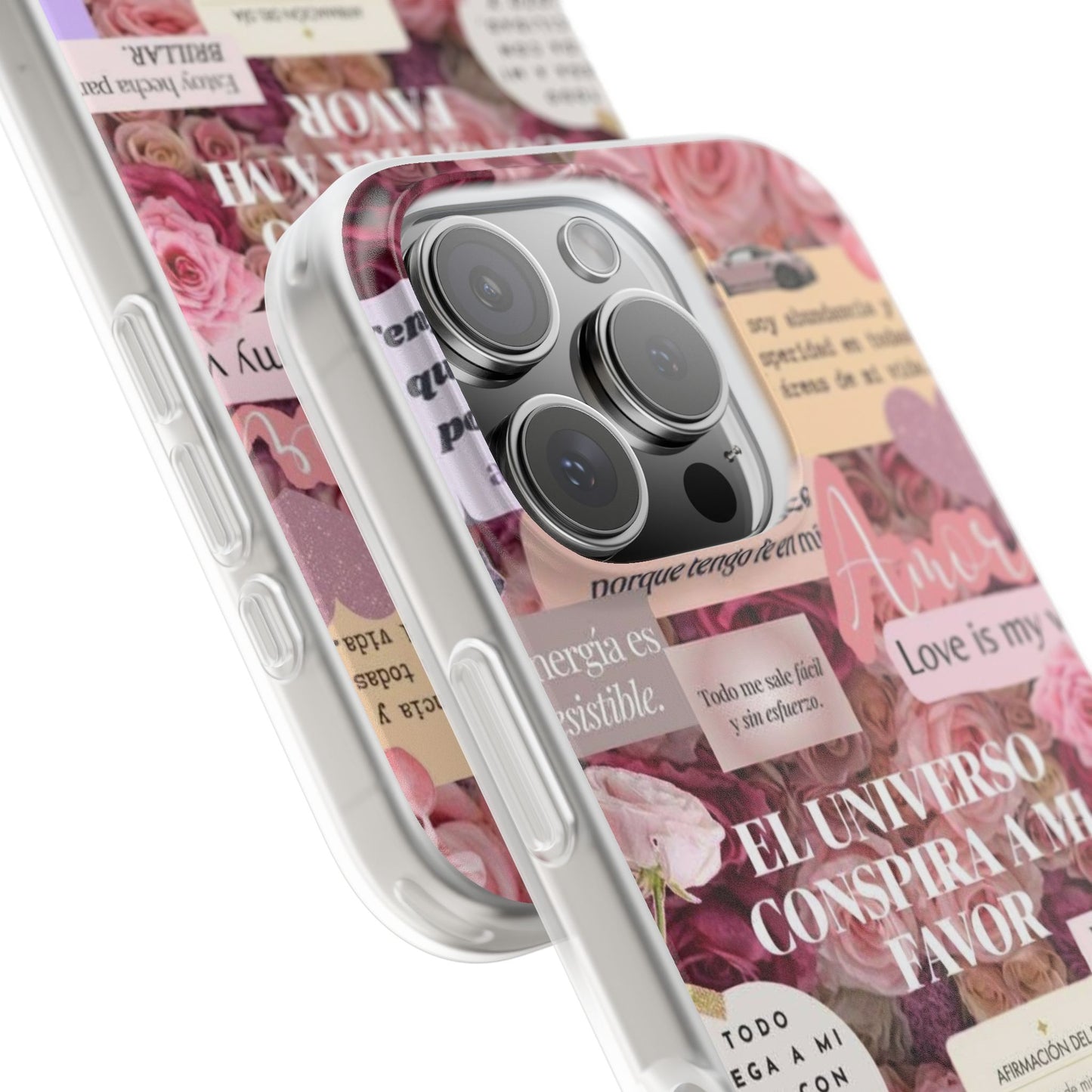 Floral Flexi Phone Case, Romantic Phone Cover, Cute Gift for Her, Inspirational Quote Case, Valentine's Day Accessory