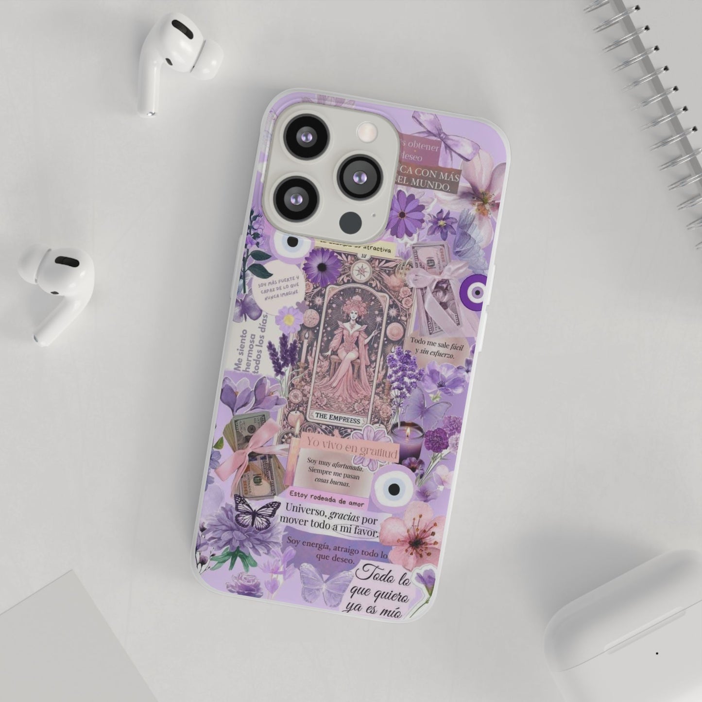 Purple Floral Flexi Phone Case, Personalized Phone Cover, Boho Chic Case, Cute Gift for Her, Birthday Accessory, Nature Lover Design