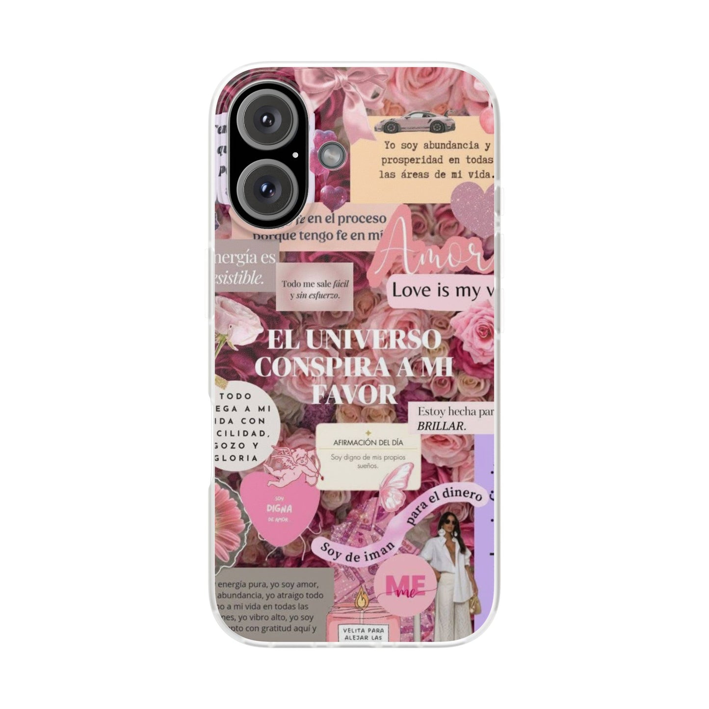 Floral Flexi Phone Case, Romantic Phone Cover, Cute Gift for Her, Inspirational Quote Case, Valentine's Day Accessory