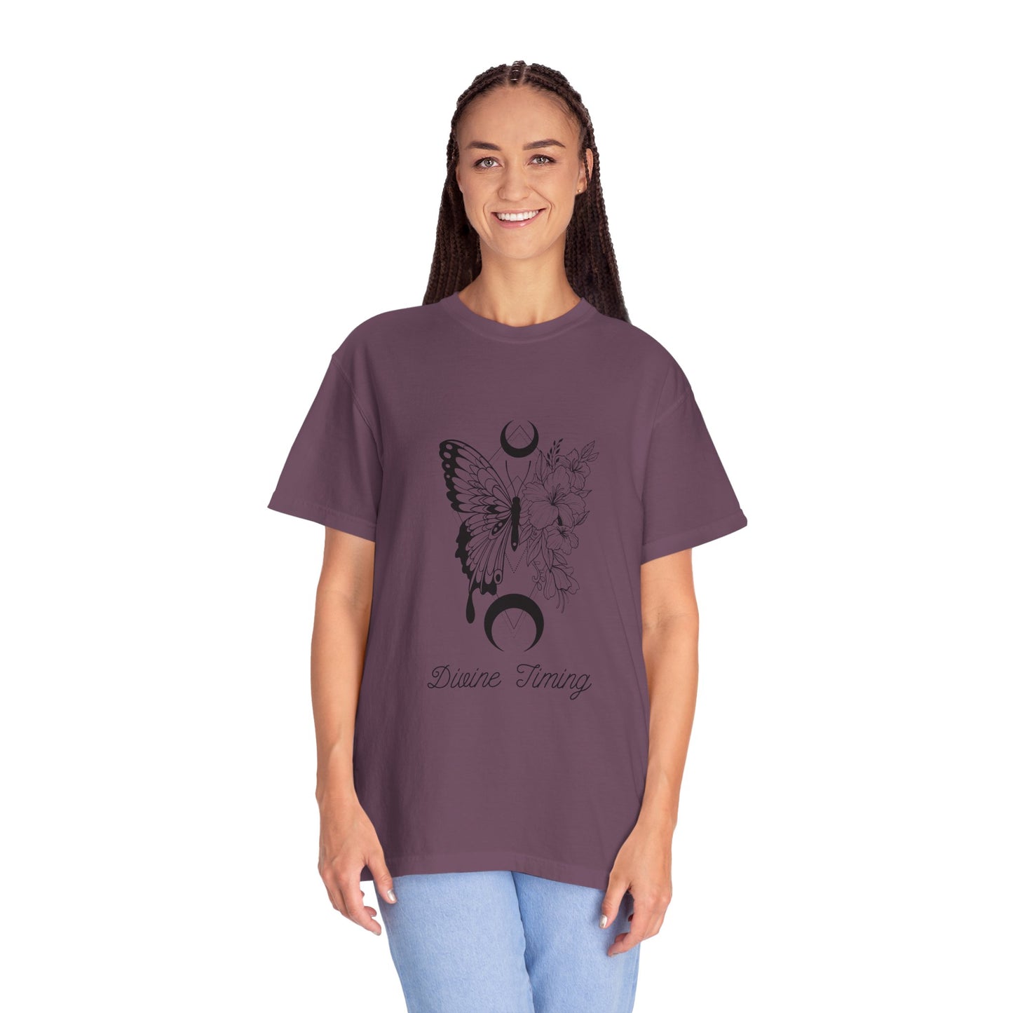 Divine Timing Butterfly T-Shirt - Unisex Garment-Dyed Tee for Nature Lovers