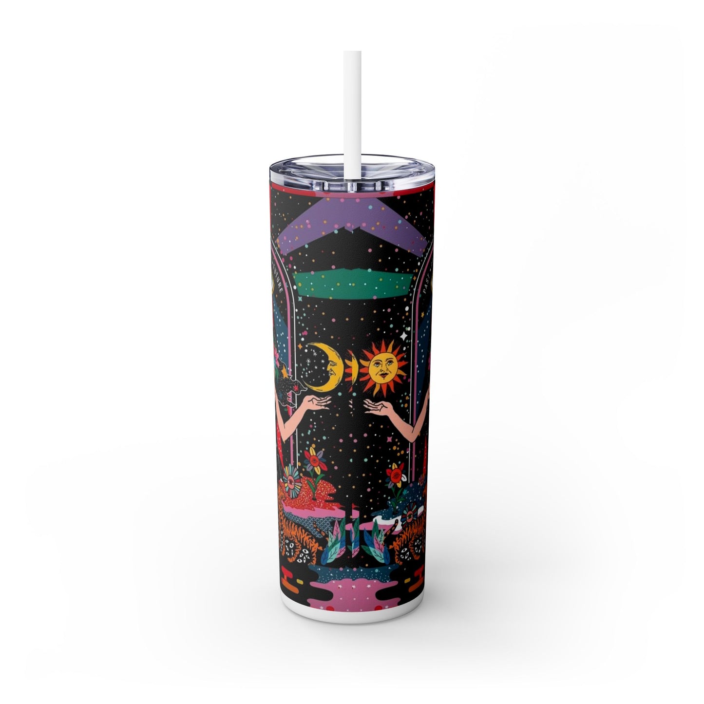 Vibrant Cosmic Skinny Tumbler with Straw, 20oz - Perfect for Astrology Lovers, Celestial Gifts, Travel Mugs, Drinkware, Sunshine and [...]