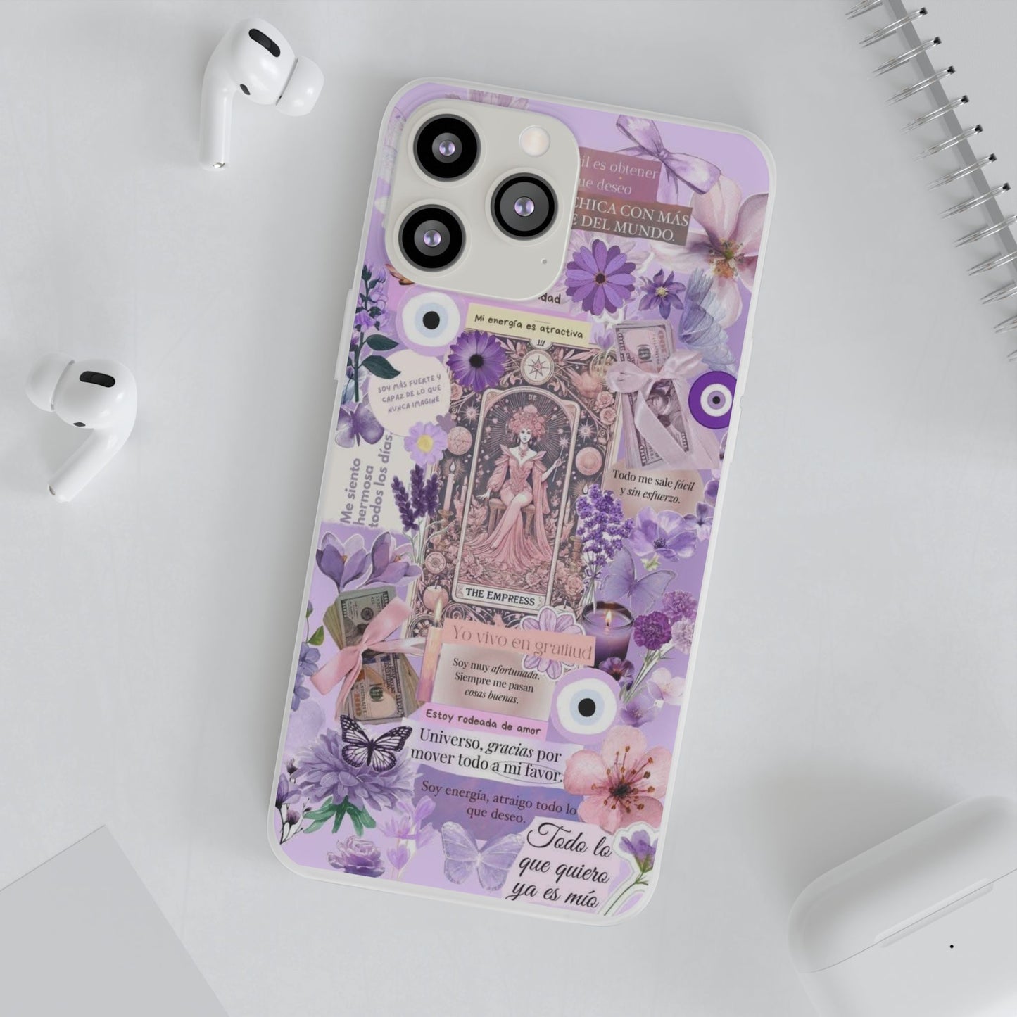 Purple Floral Flexi Phone Case, Personalized Phone Cover, Boho Chic Case, Cute Gift for Her, Birthday Accessory, Nature Lover Design