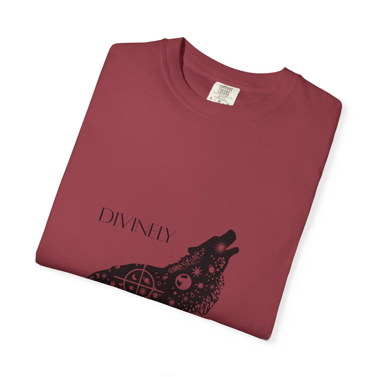 Divinely Guided Wolf T-Shirt - Unisex Garment-Dyed Tee for Spiritual Seekers