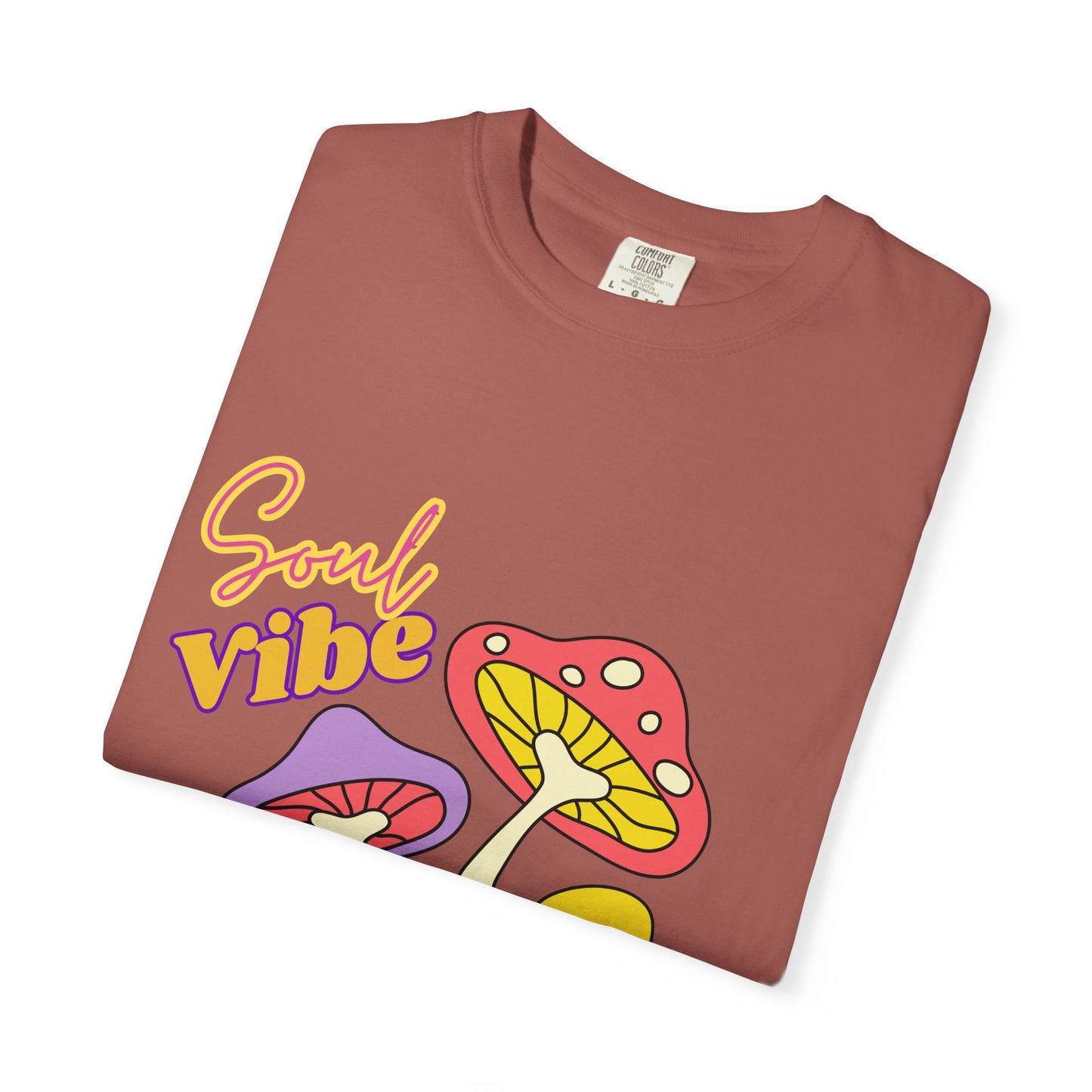 Soul Vibe Unisex Garment-Dyed T-Shirt - Colorful Mushroom Design for Summer Festivals