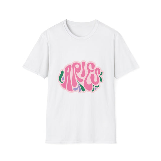 Aries Retro Graphic T-Shirt - Unisex Softstyle Tee, Astrology Gift