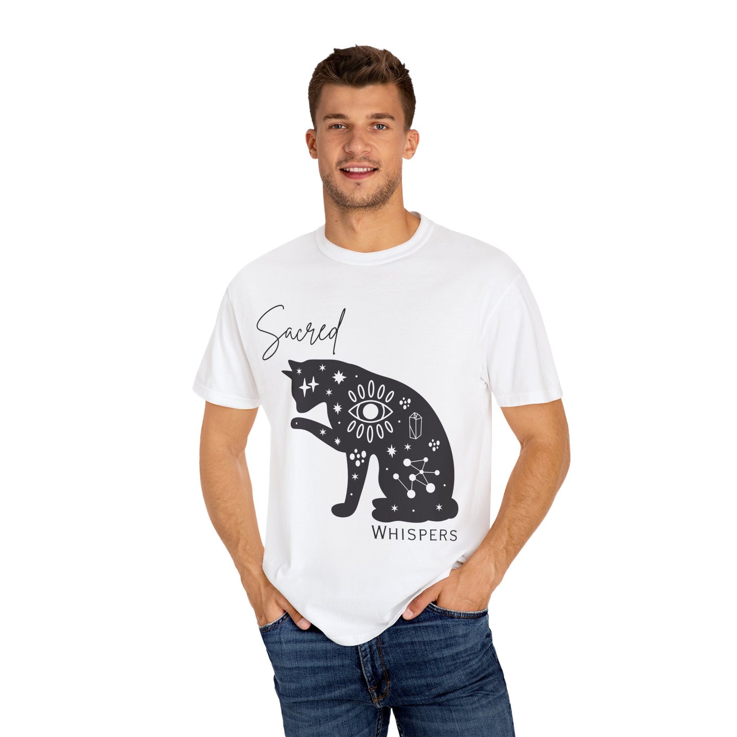 Sacred Whispers Cat T-Shirt | Unisex Garment-Dyed Tee