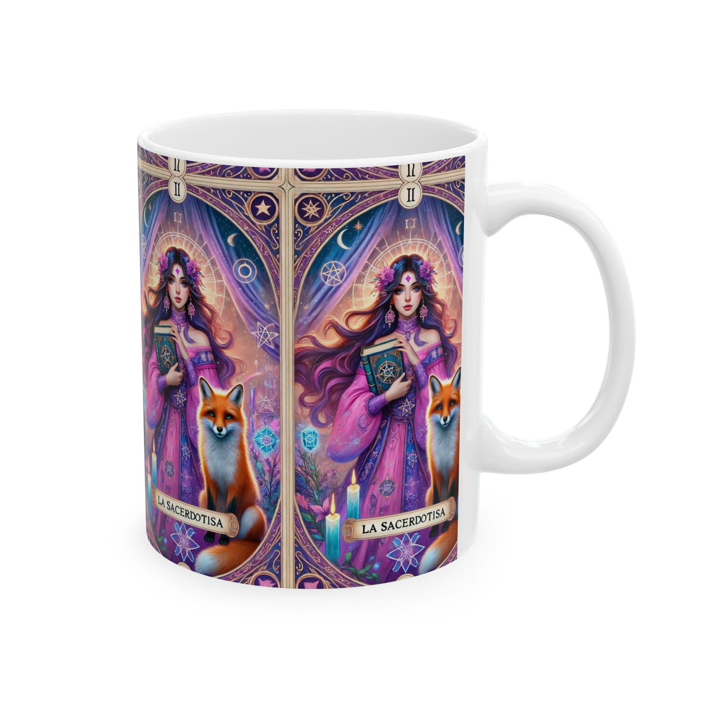 Mystical Ceramic Mug, Enchanted Fox Design, Gifts for Witches, Mug for Tea Lovers, Occult-Themed Coffee Mug, Magical Home Decor