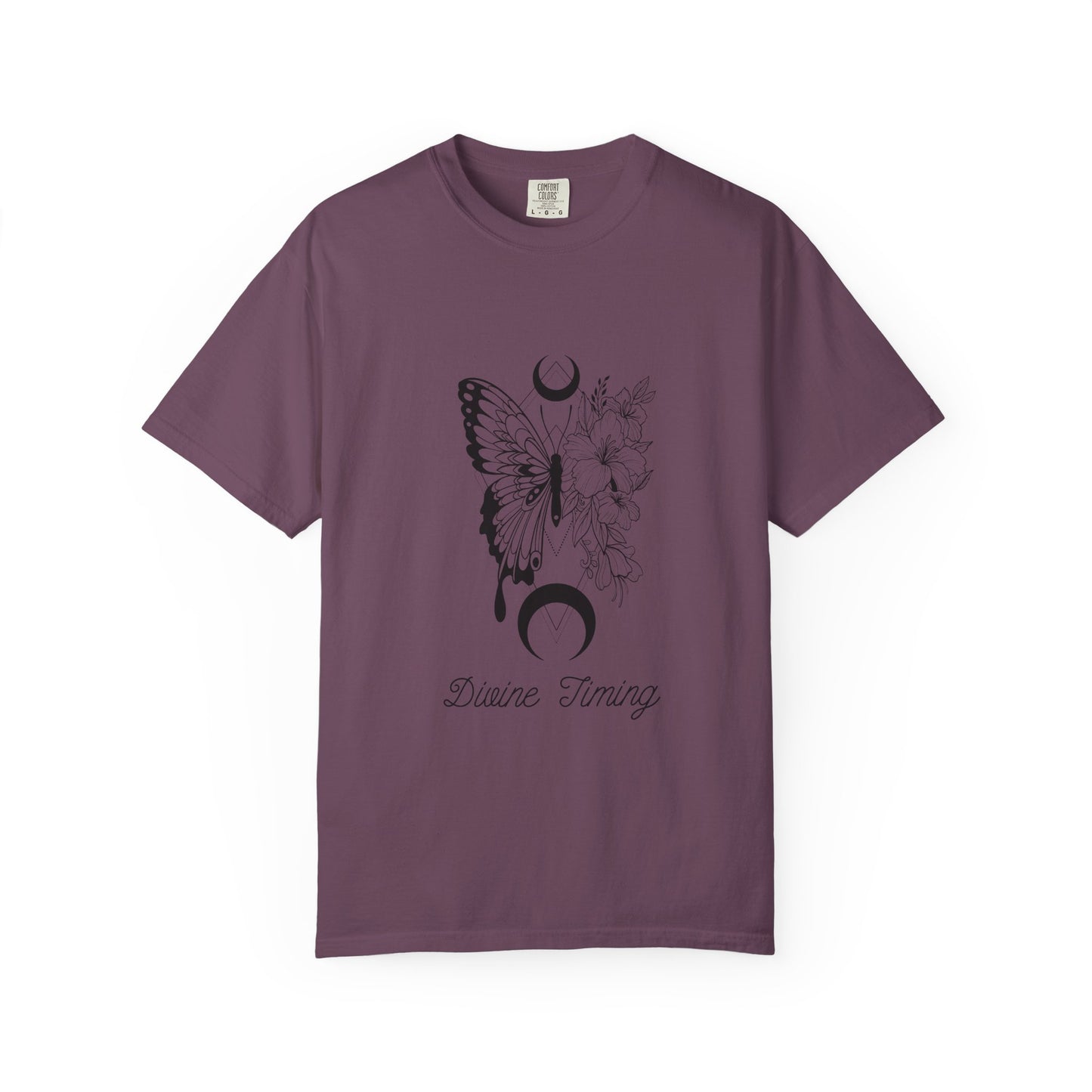 Divine Timing Butterfly T-Shirt - Unisex Garment-Dyed Tee for Nature Lovers