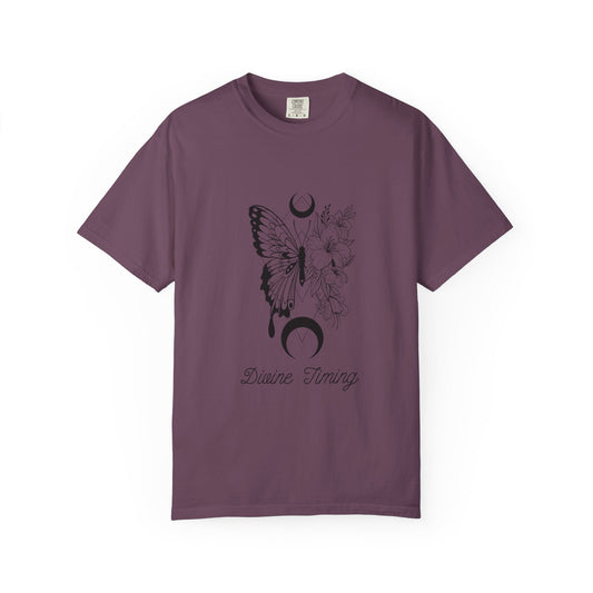 Divine Timing Butterfly T-Shirt - Unisex Garment-Dyed Tee for Nature Lovers