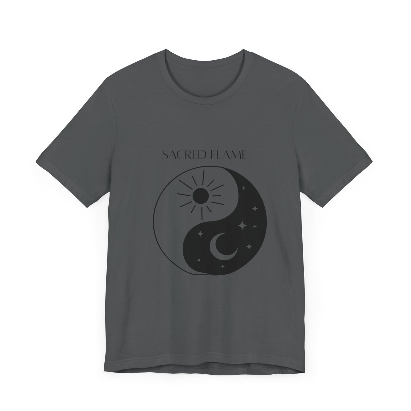 Sacred Flame Unisex Jersey Tee - Yin Yang Design for Spiritual Vibes