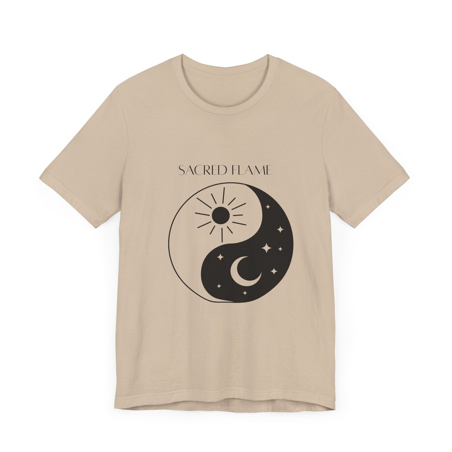 Sacred Flame Unisex Jersey Tee - Yin Yang Design for Spiritual Vibes