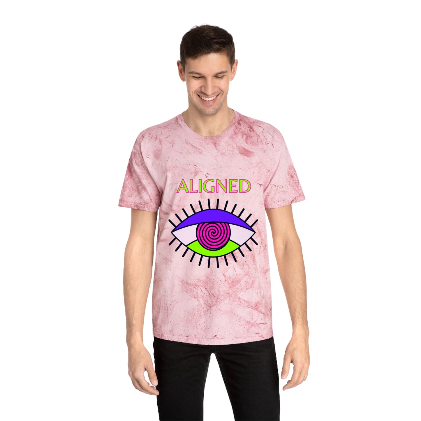 Aligned Unisex Color Blast T-Shirt - Vibrant Eye Design for Positive Energy