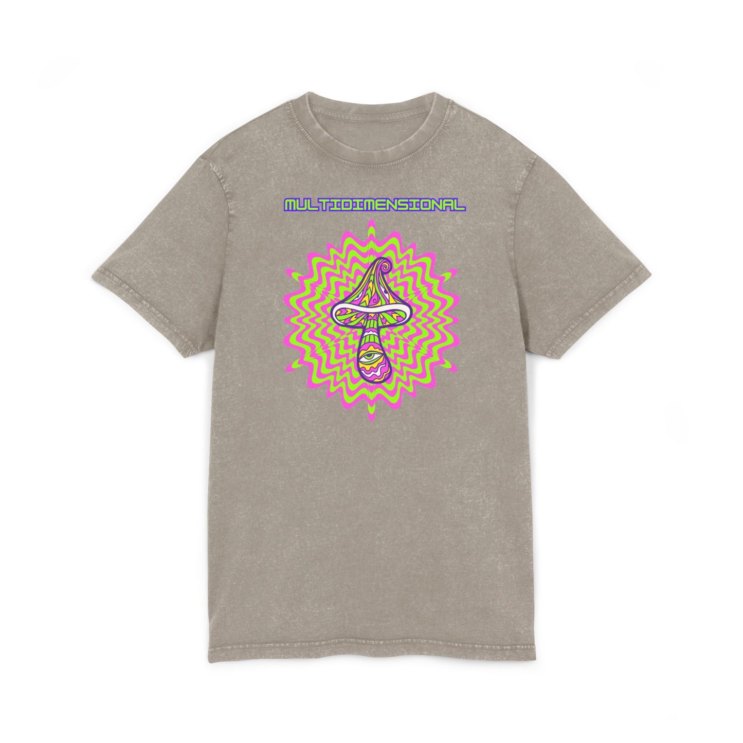 Multidimensional Acid Washed Tee - Psychedelic Round Neck T-Shirt