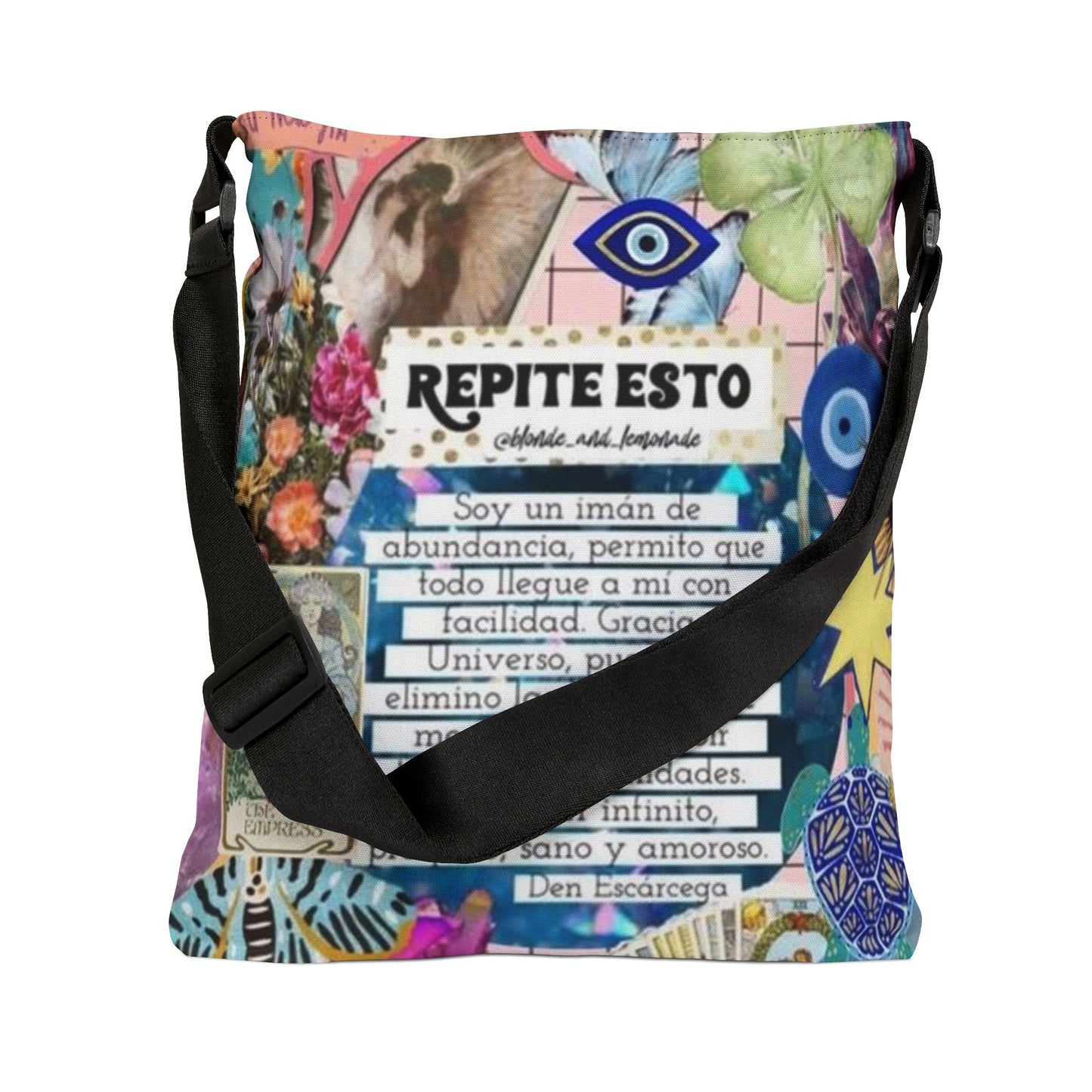 Colorful Adjustable Tote Bag, Boho Style Crossbody Bag, Inspirational Art Tote, Perfect for Shopping & Everyday Use