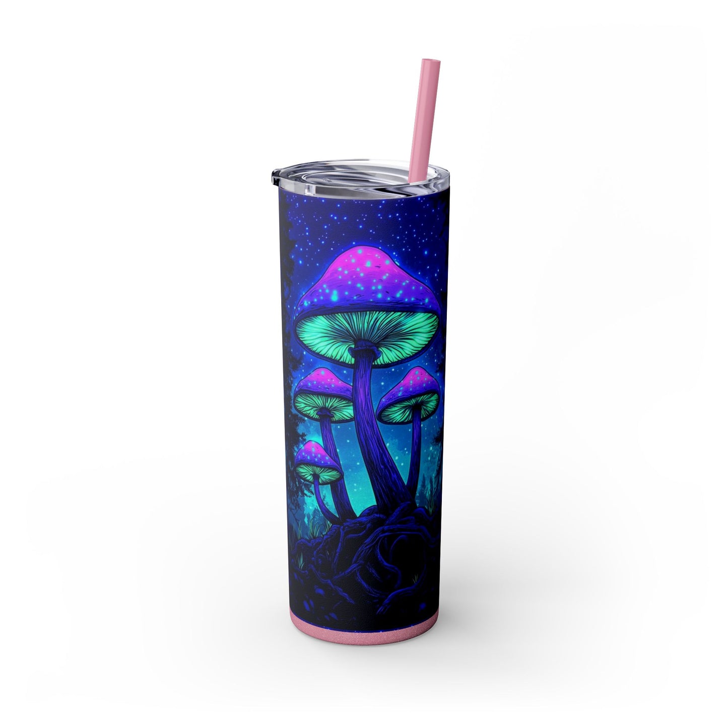 Cosmic Mushroom Skinny Tumbler, 20oz | Colorful Travel Mug, Psychedelic Drinkware, Gift for Nature Lovers, Summer Sips, Festival Essentials