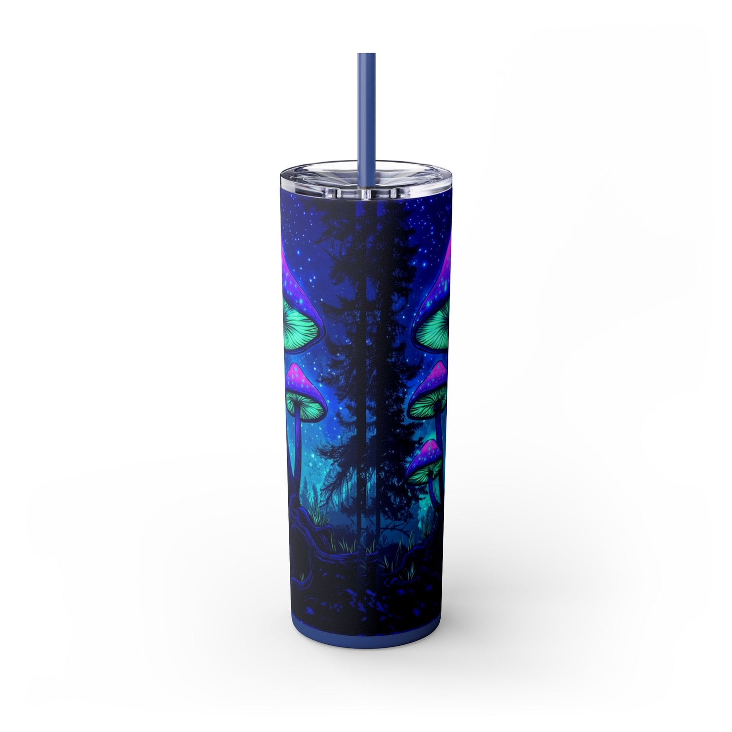 Cosmic Mushroom Skinny Tumbler, 20oz | Colorful Travel Mug, Psychedelic Drinkware, Gift for Nature Lovers, Summer Sips, Festival Essentials