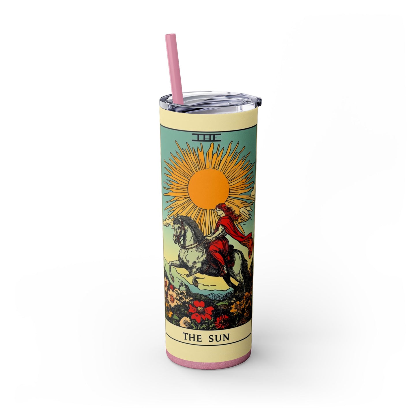 Sunshine Unicorn Skinny Tumbler, 20oz | Gift for Unicorn Lovers, Travel Cup, Reusable Straw, Summer Drinkware, Birthday Gift