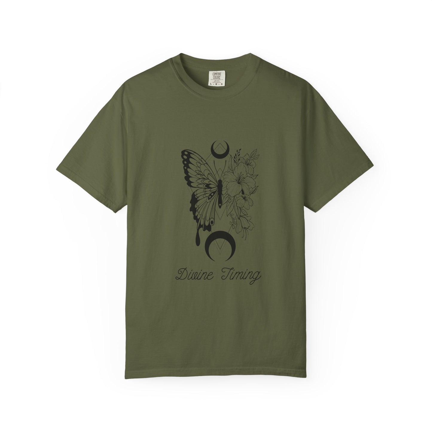 Divine Timing Butterfly T-Shirt - Unisex Garment-Dyed Tee for Nature Lovers