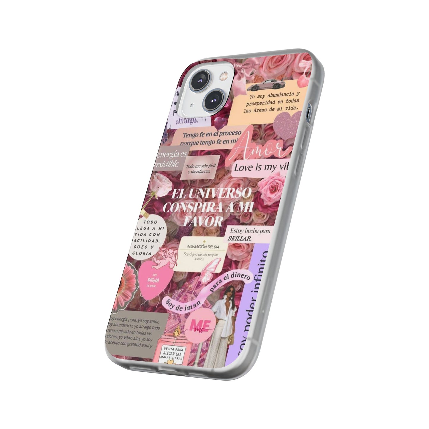 Floral Flexi Phone Case, Romantic Phone Cover, Cute Gift for Her, Inspirational Quote Case, Valentine's Day Accessory