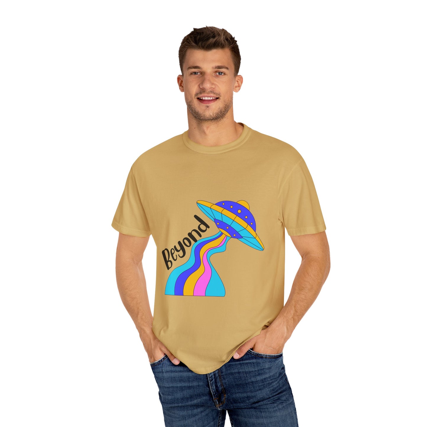 Unisex Beyond Graphic T-Shirt - Vibrant Space-Inspired Design