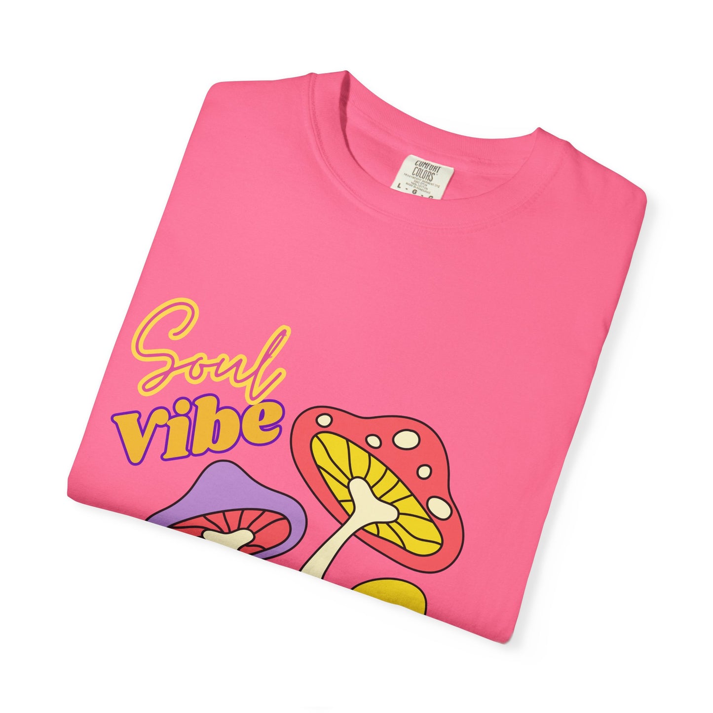 Soul Vibe Unisex Garment-Dyed T-Shirt - Colorful Mushroom Design for Summer Festivals
