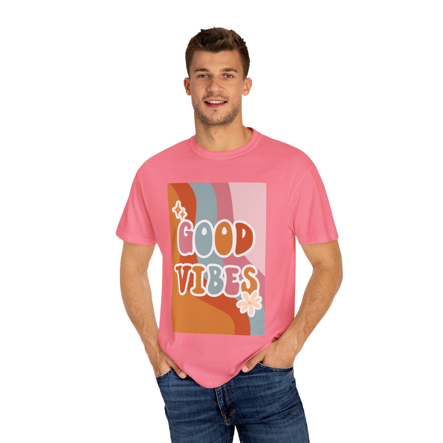 Good Vibes Unisex Garment-Dyed T-Shirt – Relaxed Fit Summer Tee