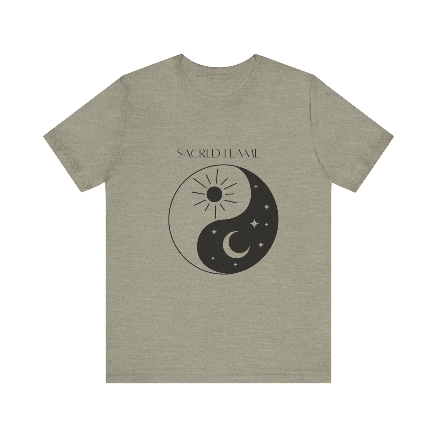 Sacred Flame Unisex Jersey Tee - Yin Yang Design for Spiritual Vibes