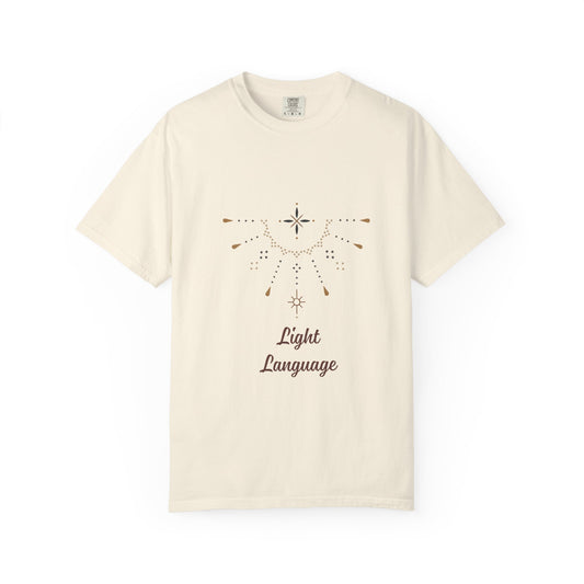 Unisex Light Language Garment-Dyed T-shirt - Spiritual and Artistic Design