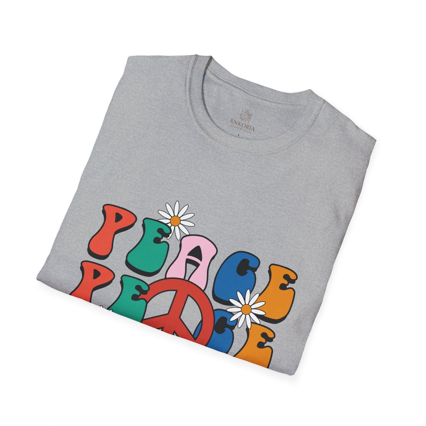 Unisex Softstyle T-Shirt - Retro Peace Design for Comfort Lovers