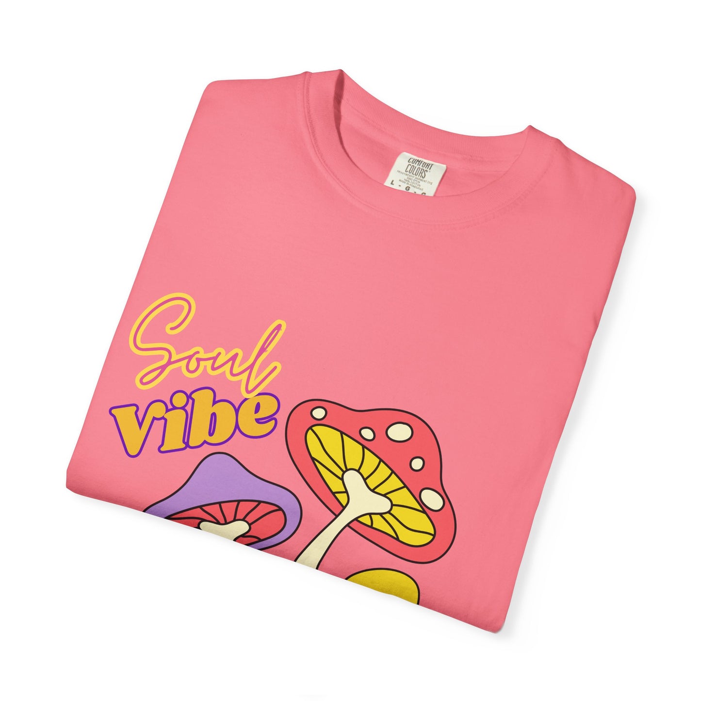 Soul Vibe Unisex Garment-Dyed T-Shirt - Colorful Mushroom Design for Summer Festivals