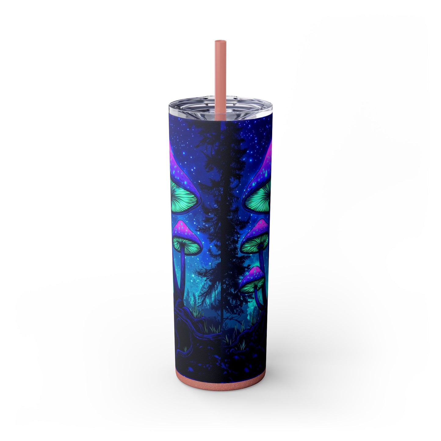 Cosmic Mushroom Skinny Tumbler, 20oz | Colorful Travel Mug, Psychedelic Drinkware, Gift for Nature Lovers, Summer Sips, Festival Essentials