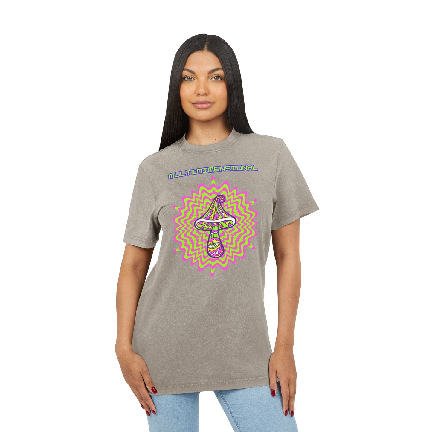 Multidimensional Acid Washed Tee - Psychedelic Round Neck T-Shirt