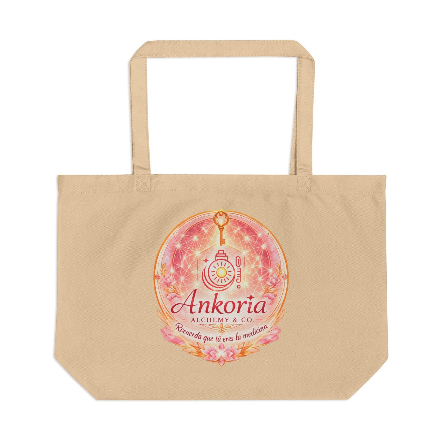 Large Eco Tote – Ankoría Alchemy Floral Logo Beach & Market Bag