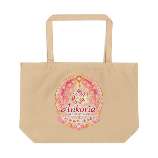 Large Eco Tote – Ankoría Alchemy Floral Logo Beach & Market Bag