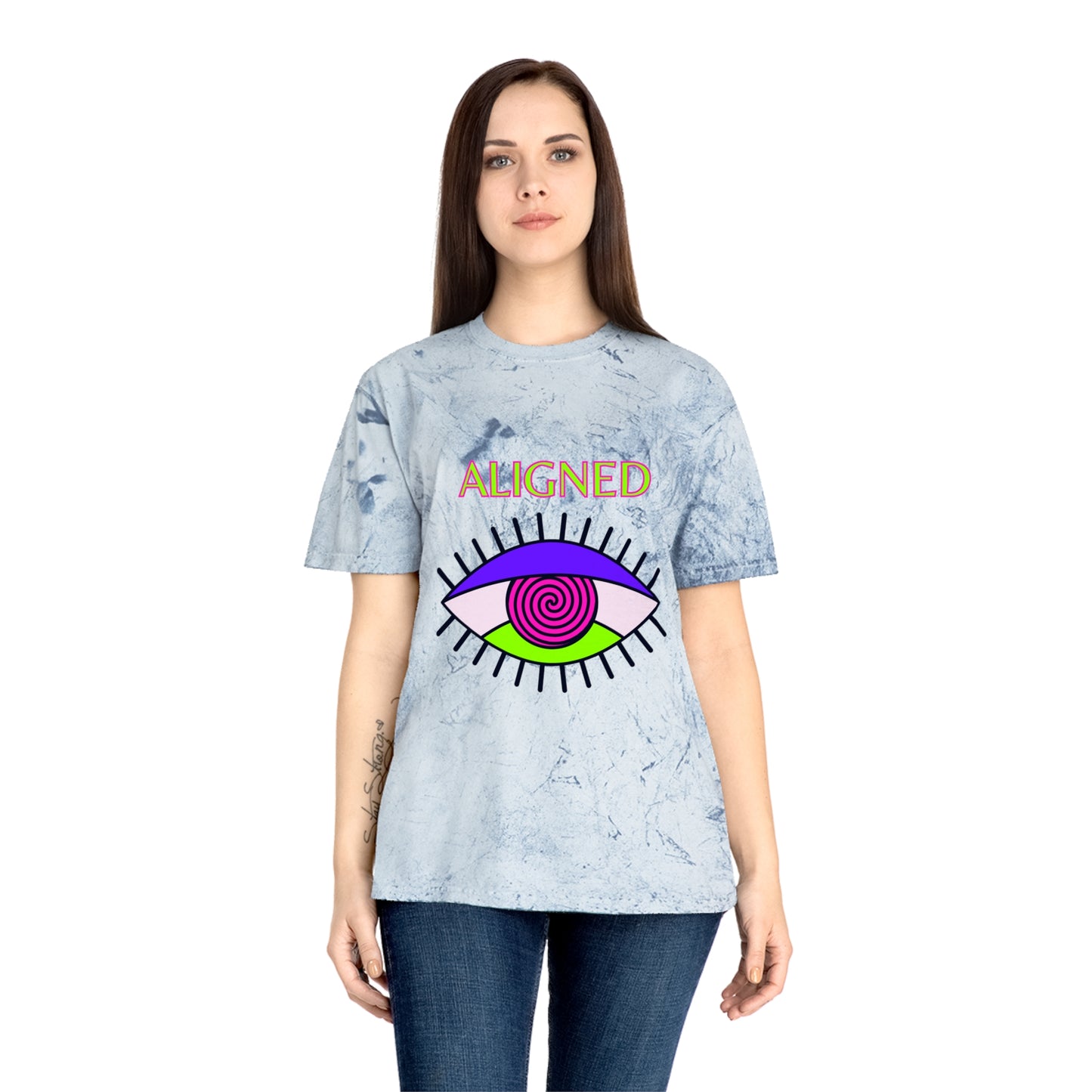 Aligned Unisex Color Blast T-Shirt - Vibrant Eye Design for Positive Energy