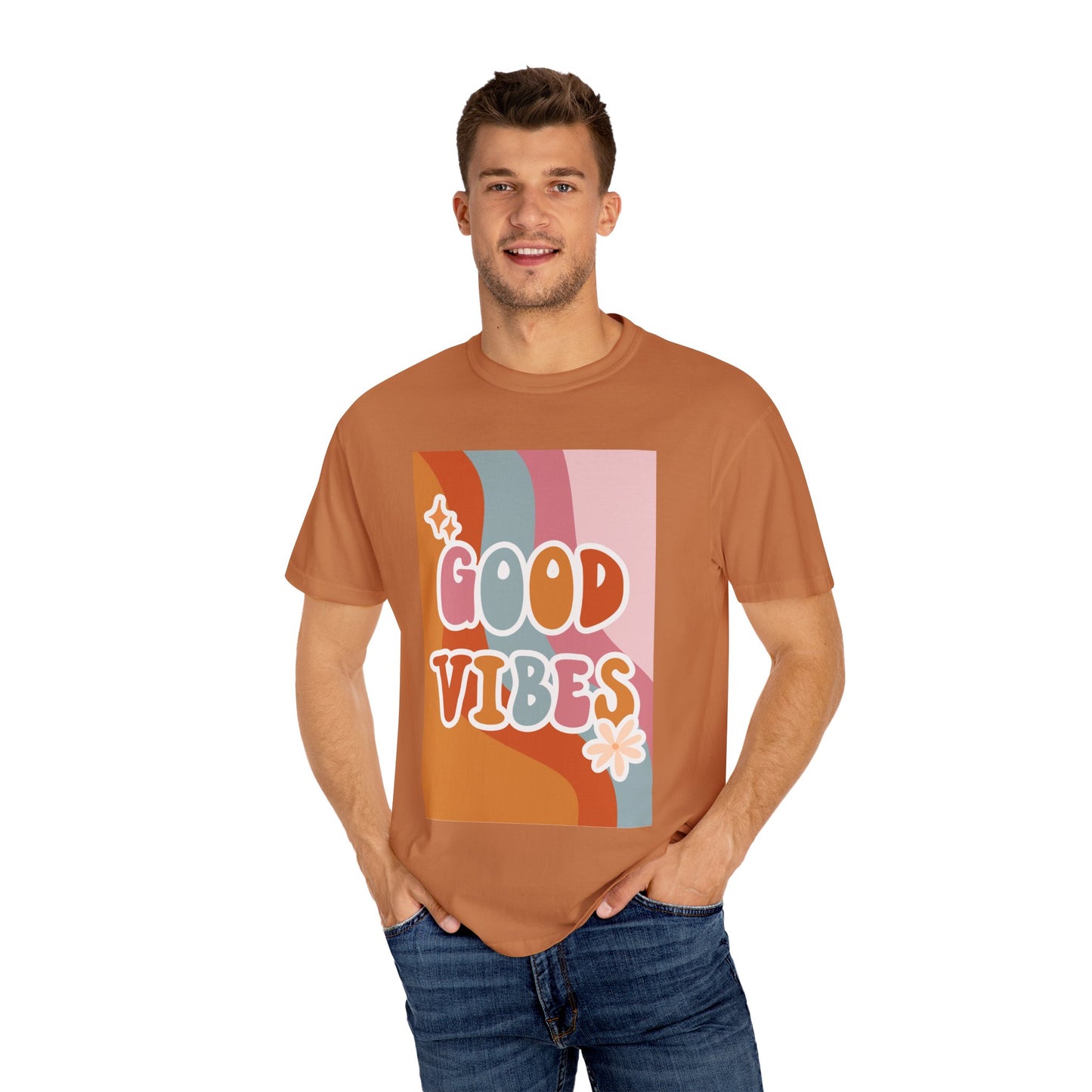 Good Vibes Unisex Garment-Dyed T-Shirt – Relaxed Fit Summer Tee