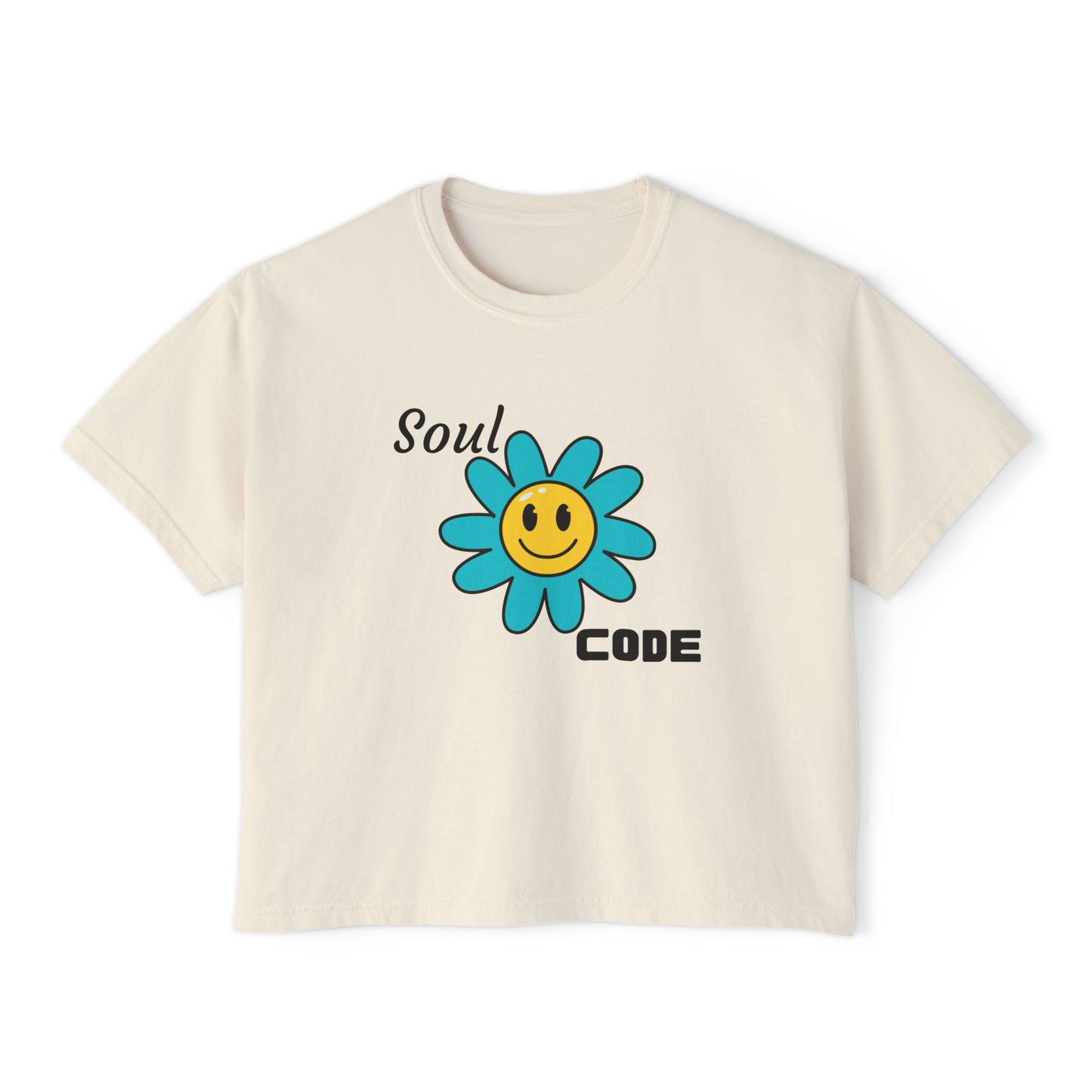 Soul Code Women’s Boxy Tee - Casual Floral Graphic Top for Everyday Vibes
