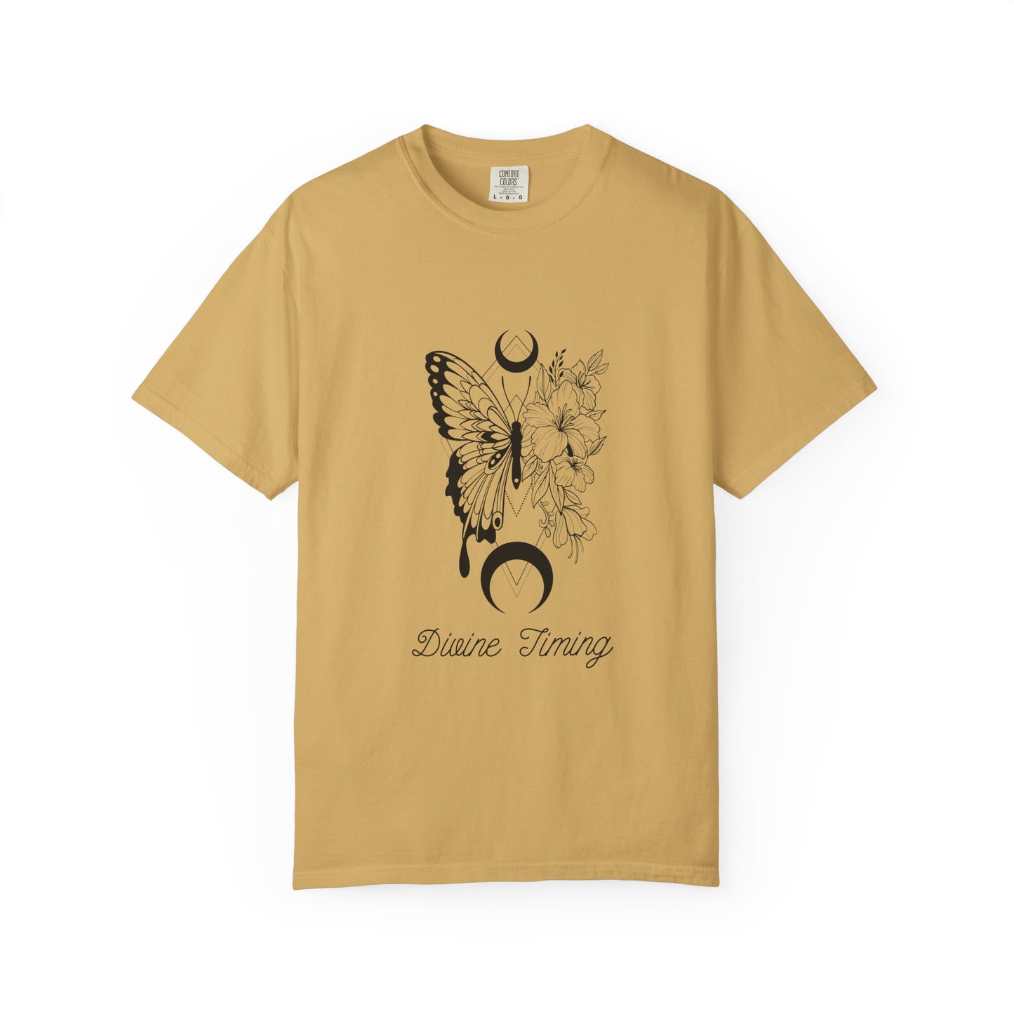 Divine Timing Butterfly T-Shirt - Unisex Garment-Dyed Tee for Nature Lovers