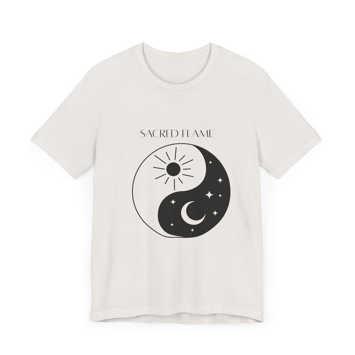 Sacred Flame Unisex Jersey Tee - Yin Yang Design for Spiritual Vibes
