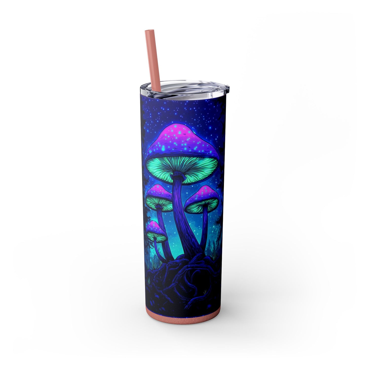 Cosmic Mushroom Skinny Tumbler, 20oz | Colorful Travel Mug, Psychedelic Drinkware, Gift for Nature Lovers, Summer Sips, Festival Essentials