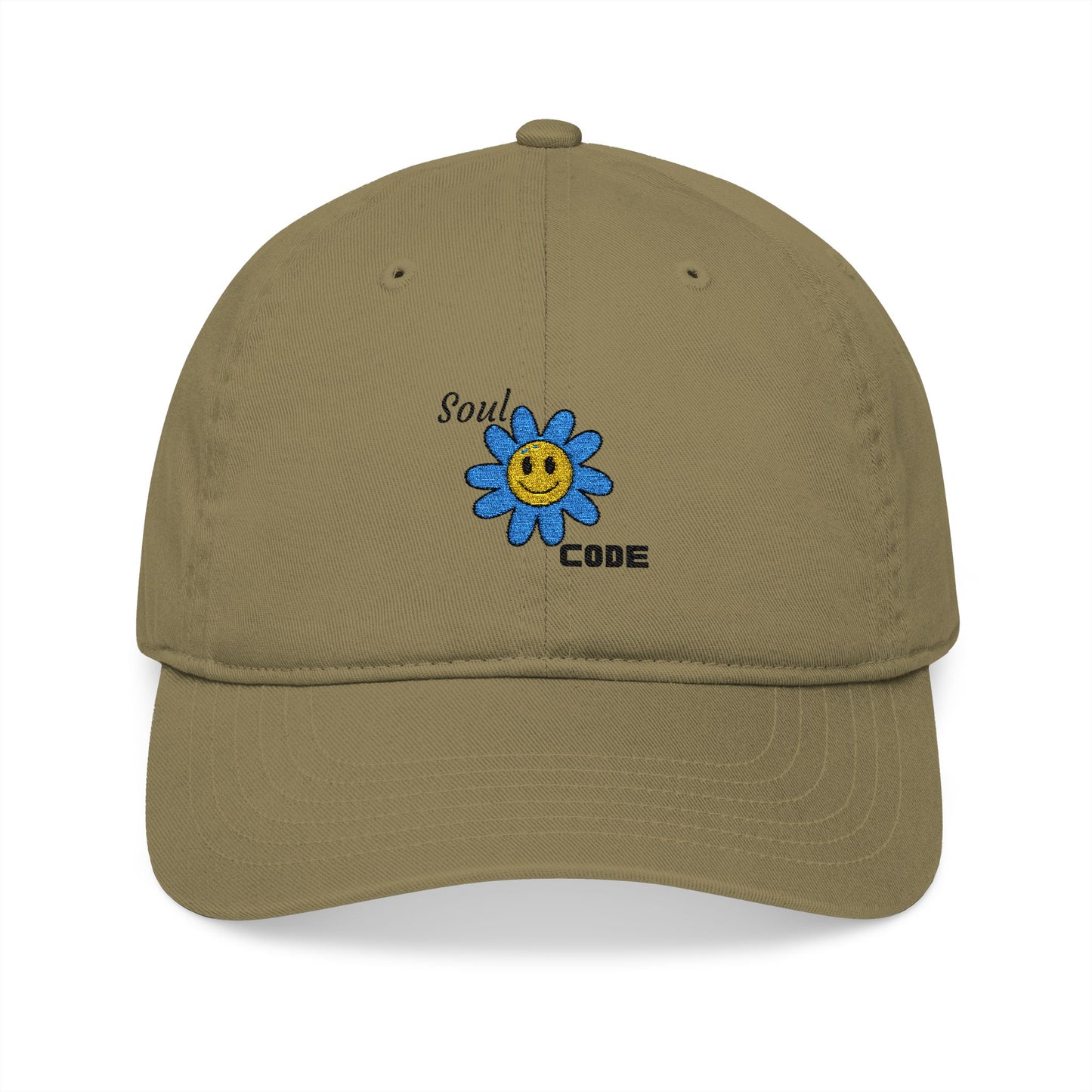 Embroidered Organic Baseball Cap - Soul Code Flower Design